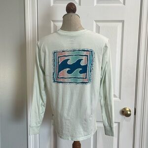 Billabong crayon Rave long sleeve t-shirt 100% cotton tee green top mens size S